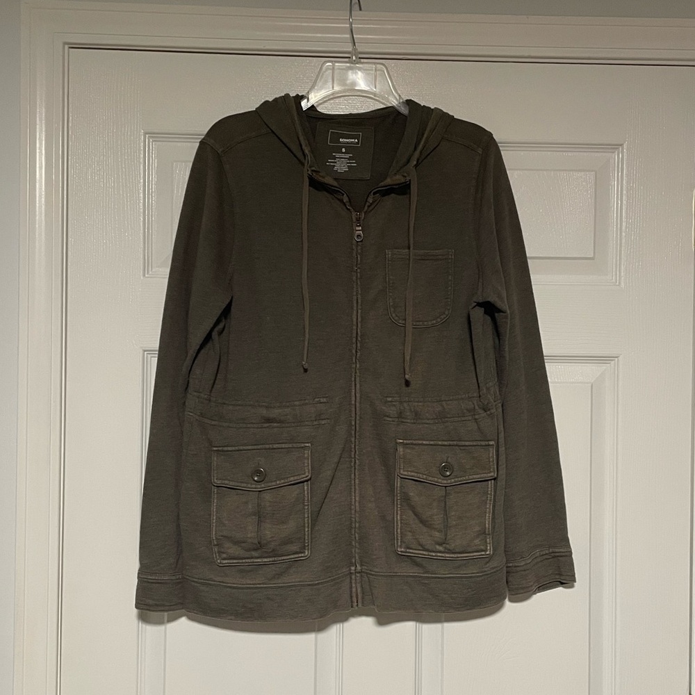 Sonoma Dark Olive Zip-Up Coat